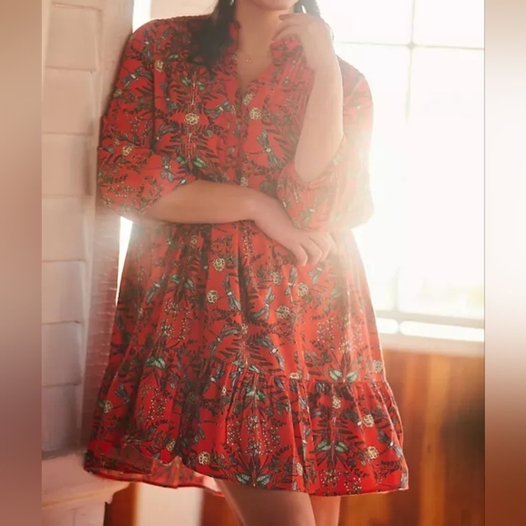 Anthropologie Kelly Louise Judd Whimsical Sleepwear Dress Red Size Small - Picture 8 of 8